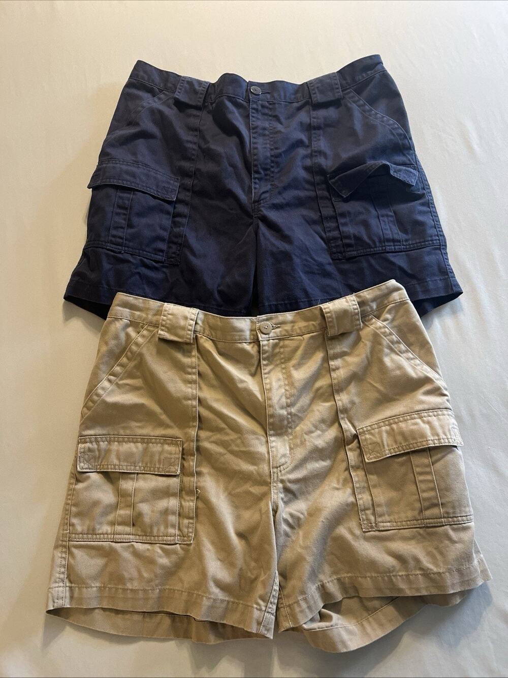 Weekenders Shorts Mens 40 Tan & Blue X2 Cargo Khaki Relaxed Fit Baggy Dad